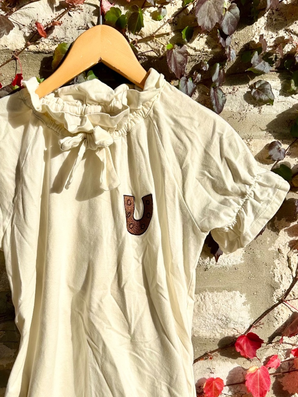 Mini Rodini ruffle collar blouse horseshoes 8-9 years